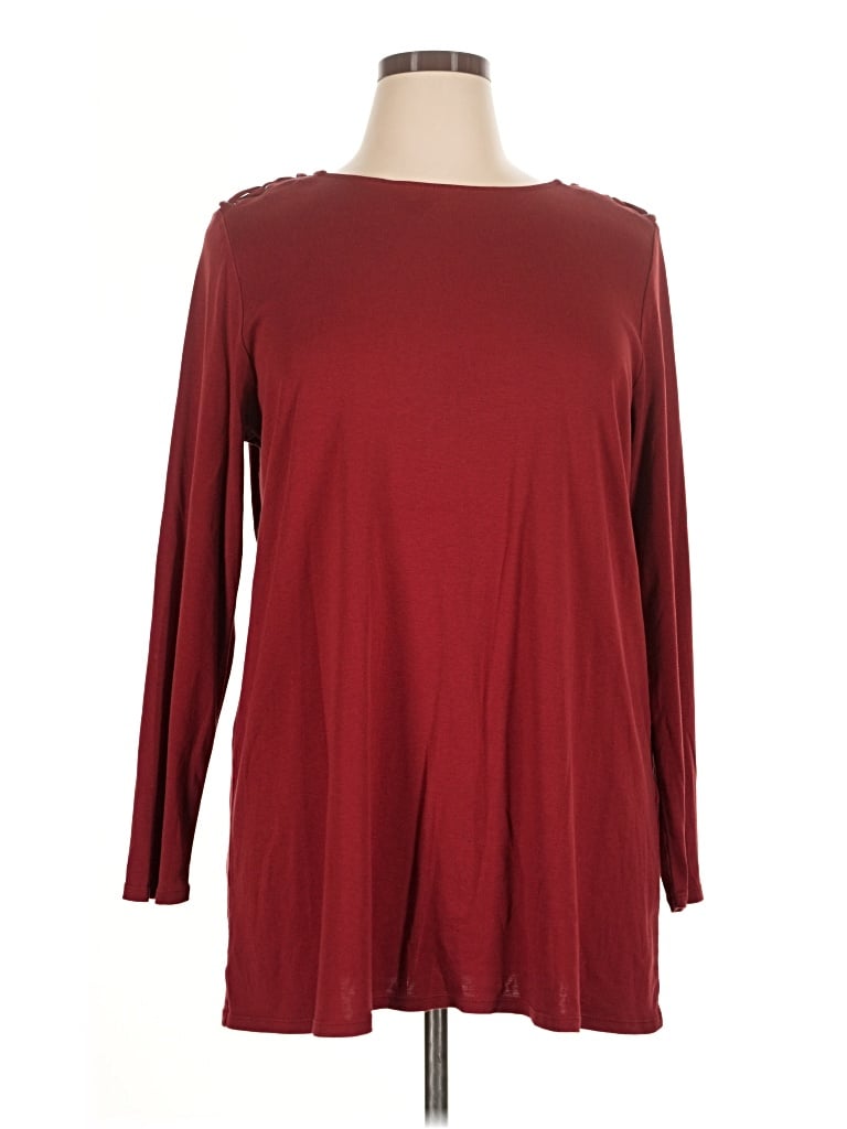 Pre-owned Jjill 3/4 Sleeve T-shirt In Burgundy