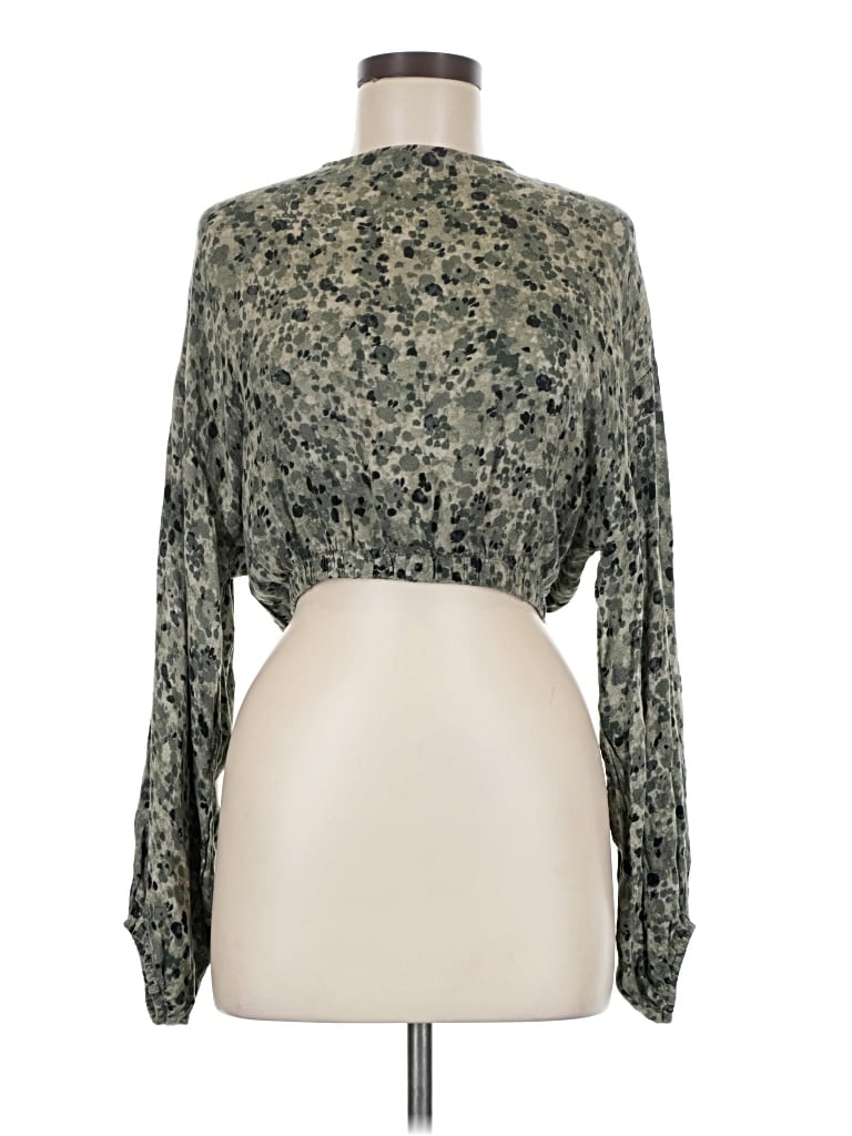 Pre-owned Final Touch Long Sleeve Blouse In Green
