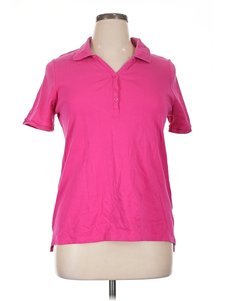 Pre-owned Lane Bryant Short Sleeve Polo Shirt In Pink