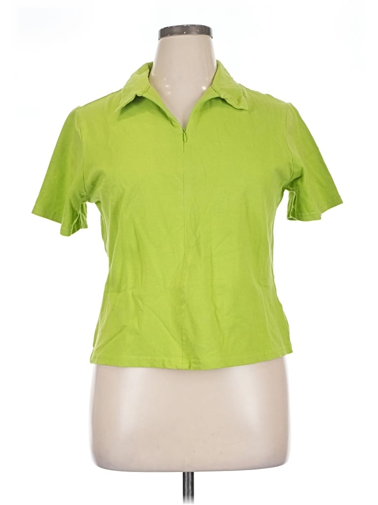 Pre-owned Jaclyn Smith Short Sleeve Blouse In Green
