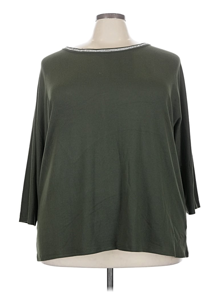 Pre-owned 89th & Madison 3/4 Sleeve Top Green Boatneck Tops