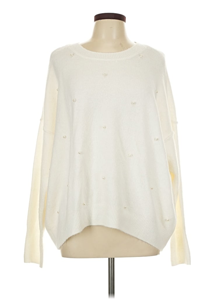 Pre-owned Cece Long Sleeve Top Ivory Crew Neck Tops