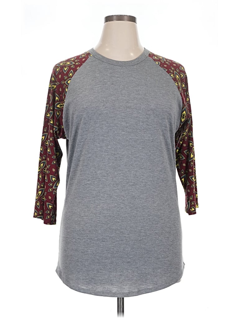 Pre-owned Lularoe 3/4 Sleeve T-shirt In Gray