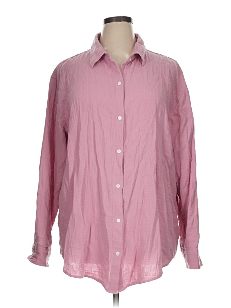 Pre-owned Little Moon Long Sleeve Button Down Shirt In Pink
