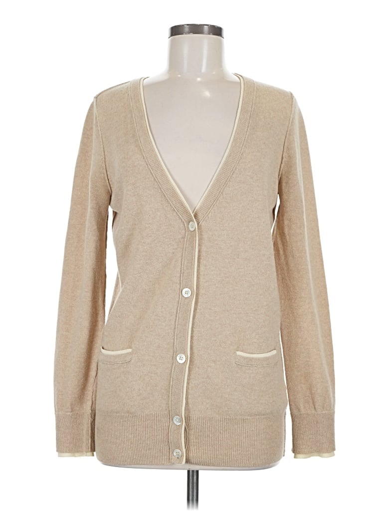 Pre-owned Jcrew Wool Cardigan Sweater In Tan