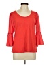 Bordeaux 100% Cotton Red 3/4 Sleeve Top Size L - photo 1