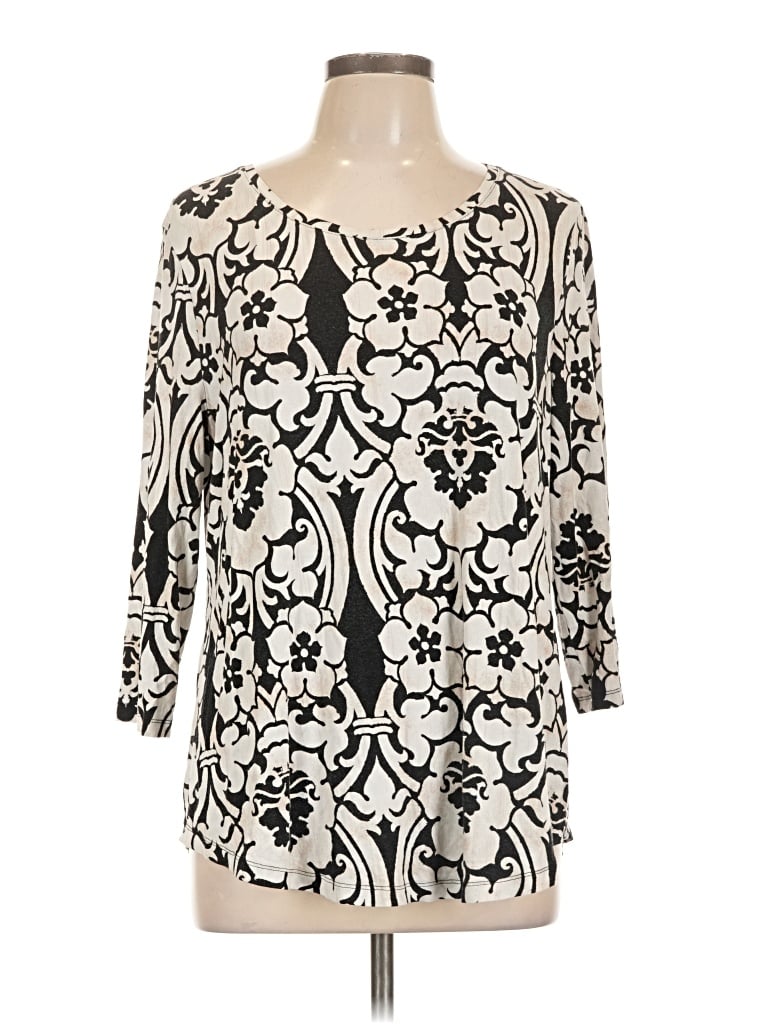 Pre-owned Jm Collection 3/4 Sleeve Blouse In Ivory
