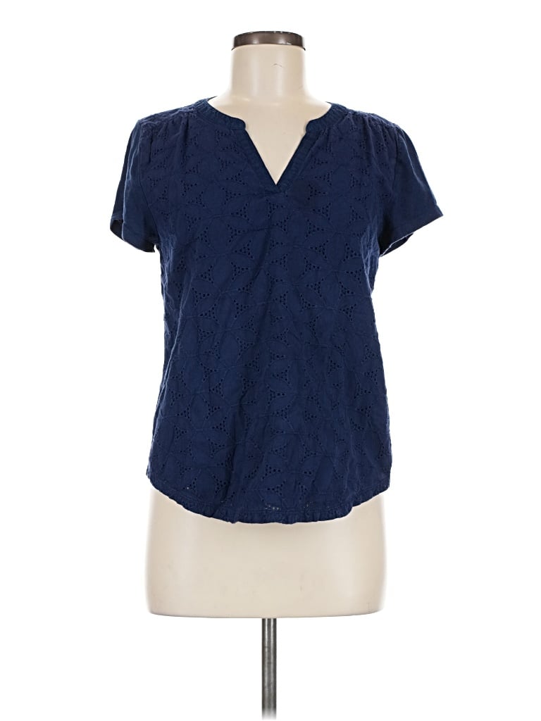 Pre-owned St. John's Bay Short Sleeve Blouse In Blue