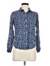 SO 100% Rayon Floral Blue Long Sleeve Button-Down Shirt Size M - photo 1