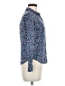 SO 100% Rayon Floral Blue Long Sleeve Button-Down Shirt Size M - photo 4