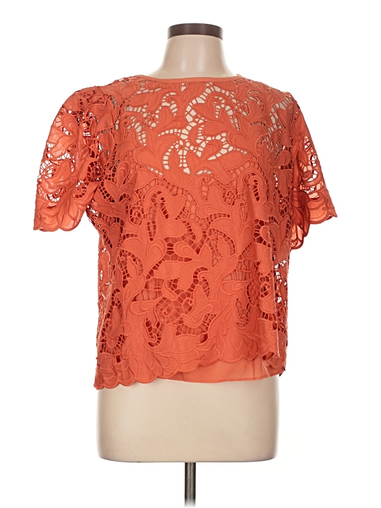 Pre-owned Express Short Sleeve Blouse In Orange