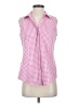 Talbots Checkered-gingham Pink Sleeveless Button-Down Shirt Size 2 - photo 1
