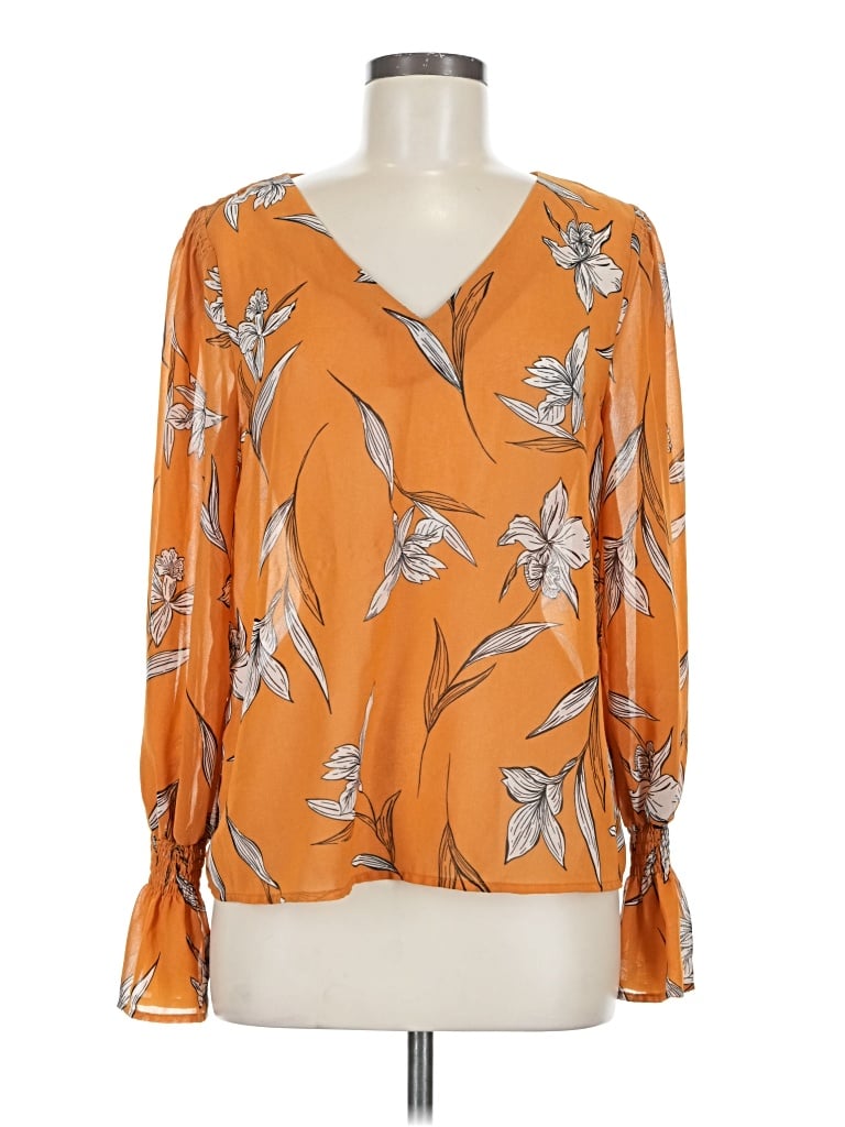 Pre-owned A New Day Long Sleeve Blouse In Orange