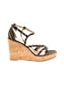 Vince Camuto Stripes Tan Black Wedges Size 9 1/2 - photo 1