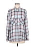 Express 100% Rayon Plaid Gray Long Sleeve Button-Down Shirt Size M - photo 1