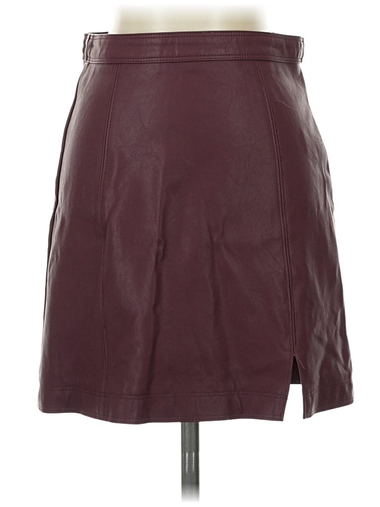 Pre-owned Altar'd State Faux Leather Skirt In Burgundy