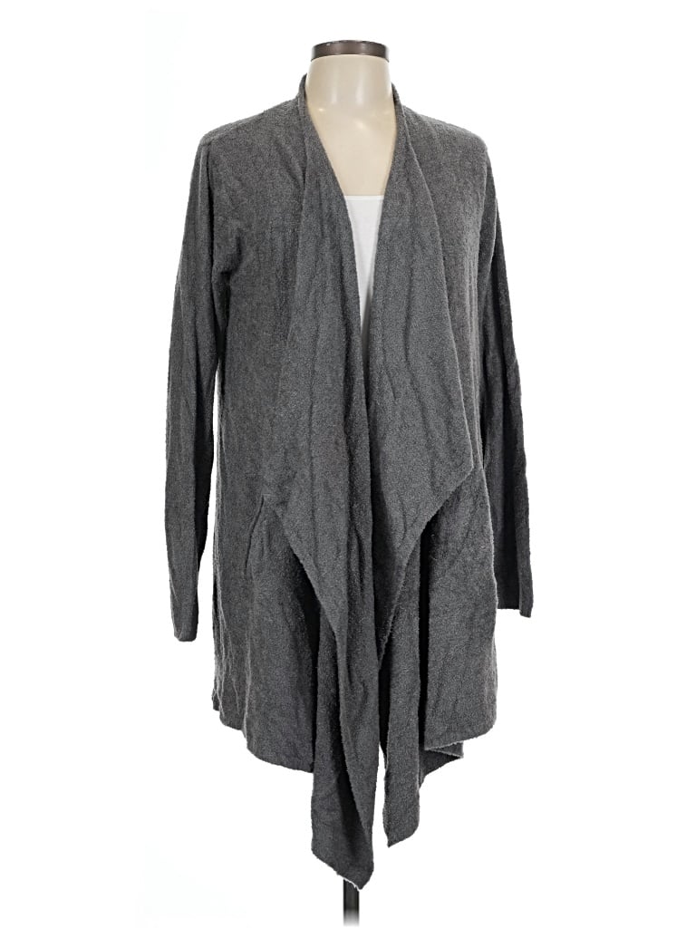 Pre-owned Barefoot Dreams Cardigan Sweater In Gray