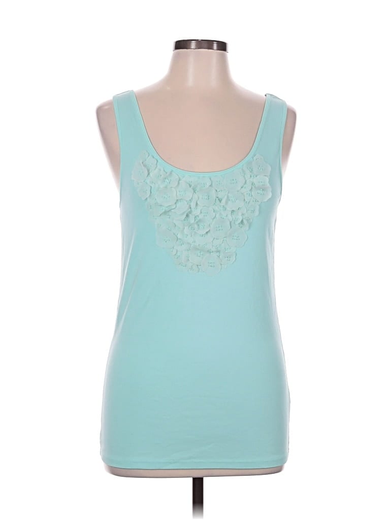 Pre-owned Garnet Hill Tank Top Teal Sweetheart Neckline Tops