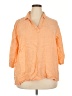 Tahari 100% Linen Orange 3/4 Sleeve Button-Down Shirt Size 2X - photo 1