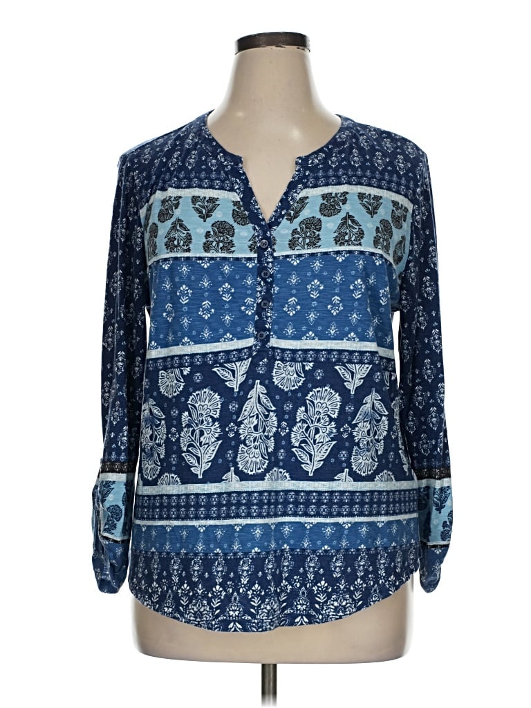 Pre-owned Style & Co Long Sleeve Blouse In Blue