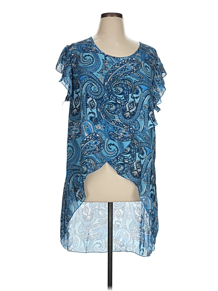 Pre-owned Ashley Stewart Sleeveless Blouse In Blue
