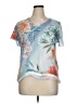 Chico's 100% Polyester Floral Blue Short Sleeve T-Shirt Size XL - photo 1