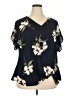West Kei 100% Polyester Black Short Sleeve Blouse Size 2X - photo 1