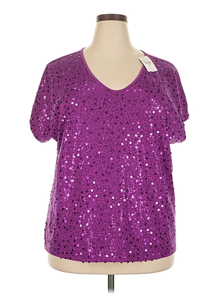 Pre-owned Lane Bryant Short Sleeve T-shirt In Purple