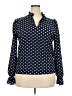 Unbranded 100% Polyester Polka Dots Blue Long Sleeve Blouse Size XXL - photo 1