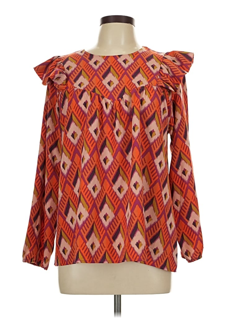 Pre-owned Michelle Mcdowell Long Sleeve Blouse In Orange