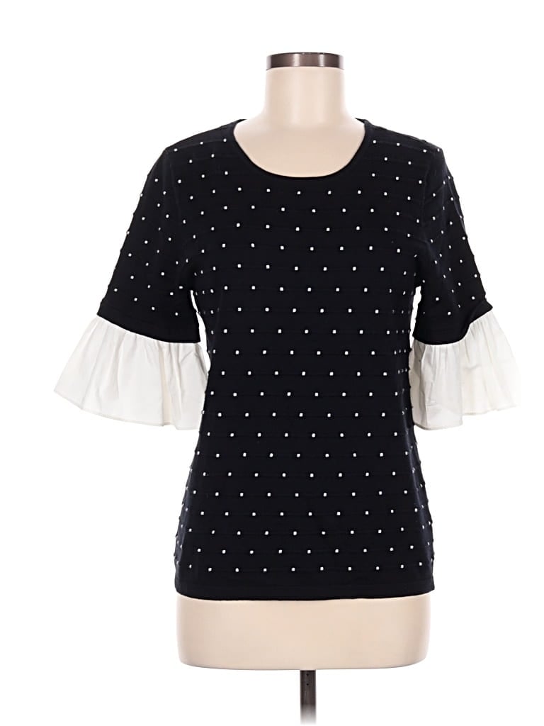 Pre-owned Cece Short Sleeve Top Black Square Neckline Tops