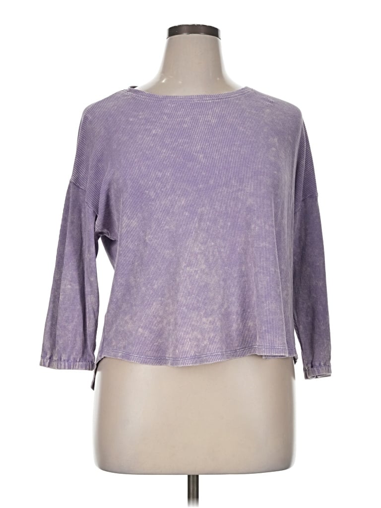 Pre-owned Time And Tru 3/4 Sleeve T-shirt In Purple