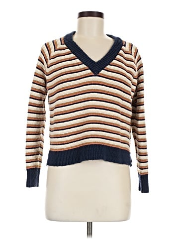 Madewell Arden V-Neck Crop Pullover Sweater in Stripe (view 1)