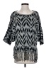 NY Collection 100% Acrylic Chevron-herringbone Silver Gray Poncho Size S - photo 1
