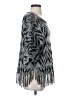 NY Collection 100% Acrylic Chevron-herringbone Silver Gray Poncho Size S - photo 4
