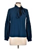 Code 100% Polyester Blue Long Sleeve Blouse Size 12 - photo 1