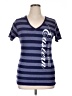Assorted Brands Stripes Blue Short Sleeve T-Shirt Size XL - photo 1