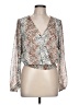 Japna 100% Polyester Silver Long Sleeve Blouse Size L - photo 1