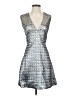 Alice + Olivia Metallic Silver Cocktail Dress Size 4 - photo 1