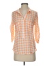 Cloth & Stone 100% Rayon Checkered-gingham Orange 3/4 Sleeve Button-Down Shirt Size XS - photo 1