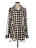 Calvin Klein 100% Polyester Checkered-gingham Gray Long Sleeve Blouse Size M - photo 1
