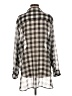 Calvin Klein 100% Polyester Checkered-gingham Gray Long Sleeve Blouse Size M - photo 2