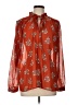 Ann Taylor LOFT 100% Polyester Red Orange Long Sleeve Blouse Size L - photo 1