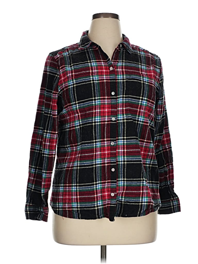 Pre-owned Croft & Barrow Long Sleeve Button Down Shirt In Black