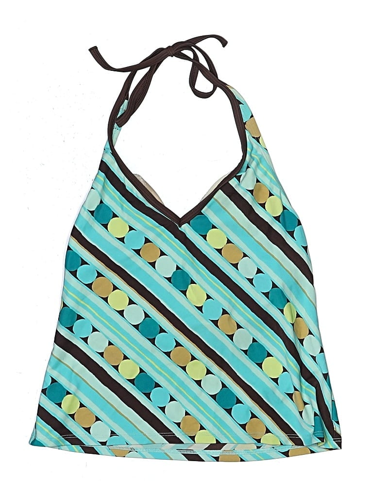 Pre-owned Assorted Brands Swimsuit Top Teal Print Pattern Swimwear