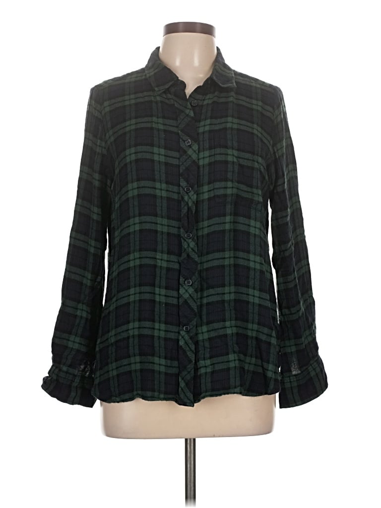 Pre-owned Melloday Long Sleeve Button Down Shirt In Green