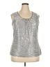 JM Collection Metallic Silver Sleeveless Blouse Size 2X - photo 1