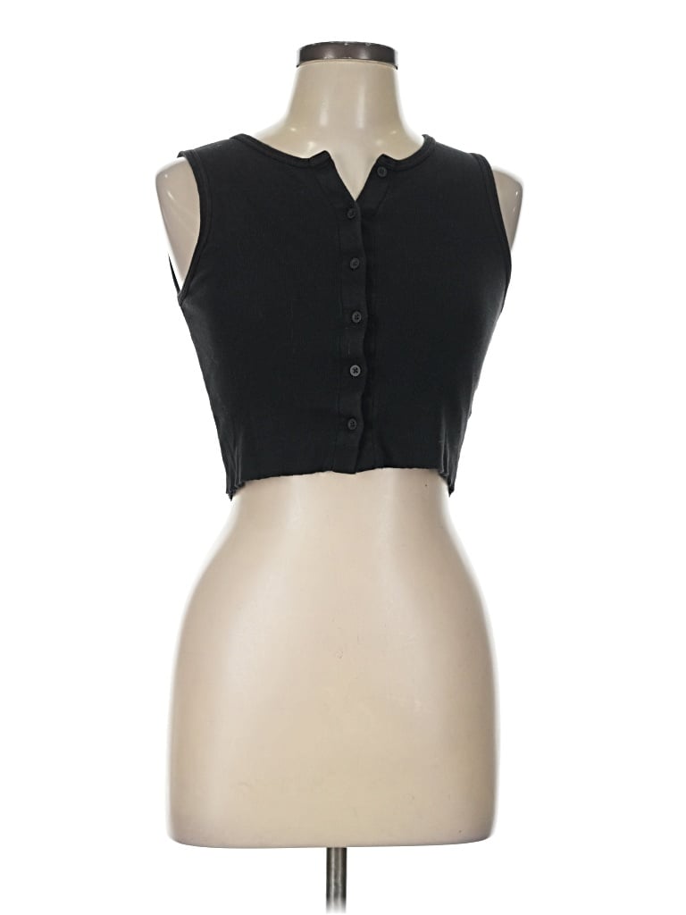 Pre-owned Brandy Melville Tank Top Black Collared Neckline Tops