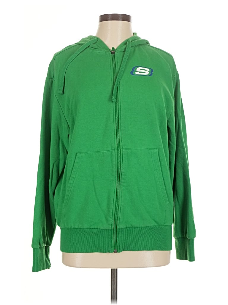 Pre-owned Skechers Zip Up Hoodie In Green