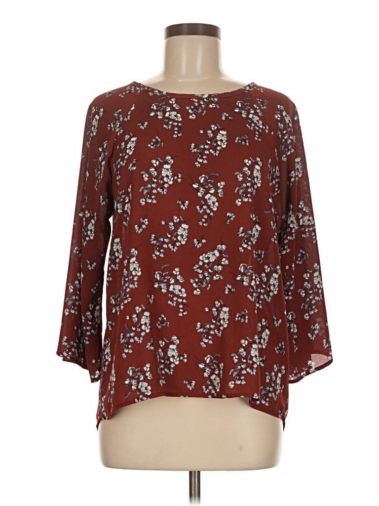 Pre-owned Papermoon 3/4 Sleeve Blouse In Burgundy